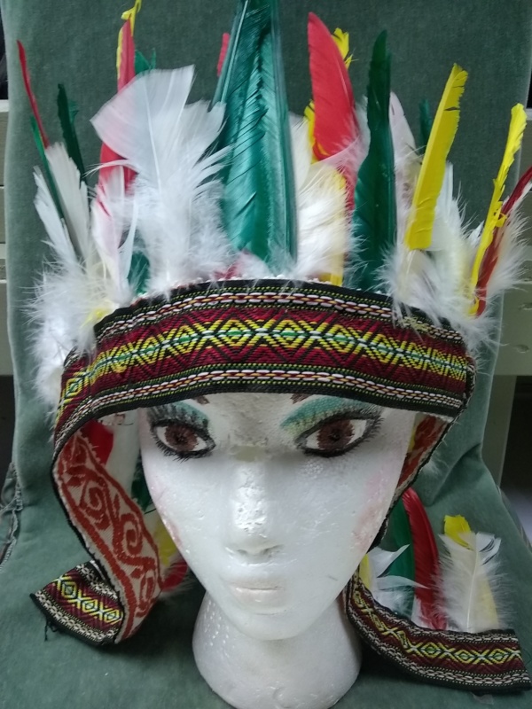 Black, red, green, and yellow Indian Headbands-IND HDBD 1005-Size One Size Fits All