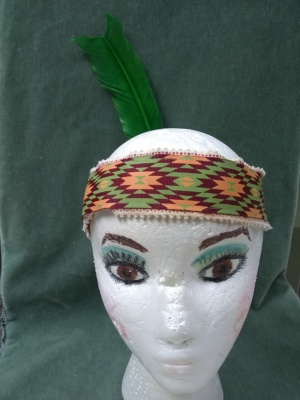 Orange, red, and green Indian Headbands-IND HDBD 5004-Size One Size Fits All