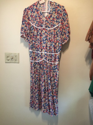 Blue off white coral Modern Dress-WM DR 4628-Chest 42