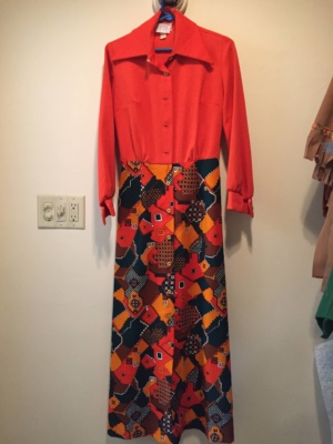 Orange green yellow Modern Dress-WM DR 5525-Chest 40