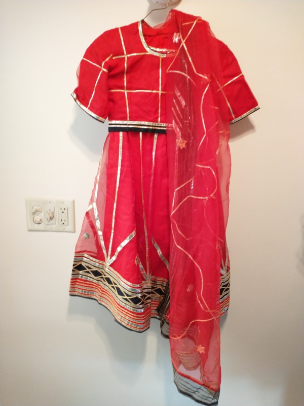 Red nd gold and black Ethnic Costume-ETHNIC 7007-Chest 31