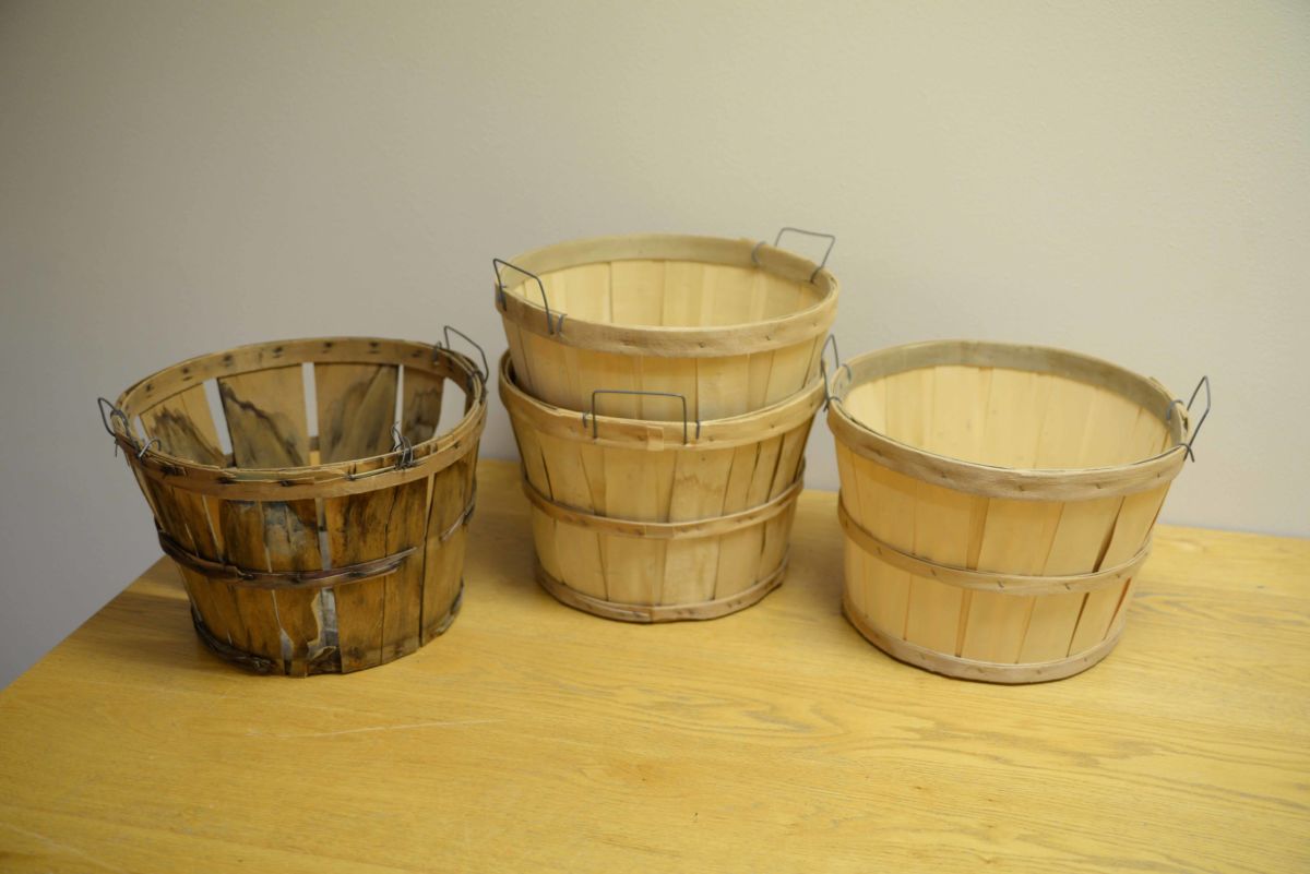 Bushel Basket with Handles, Wooden