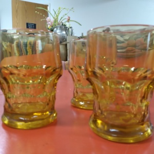 Yellow glass cups