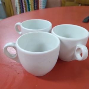 Tiny White Mugs