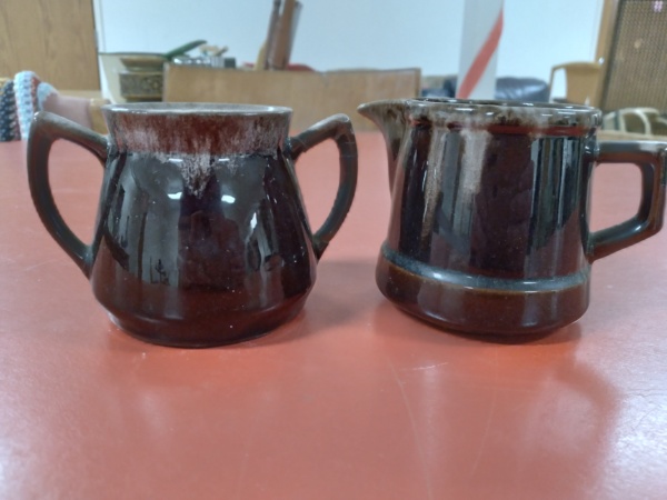 Brown Creamer and Sugar Bowl set