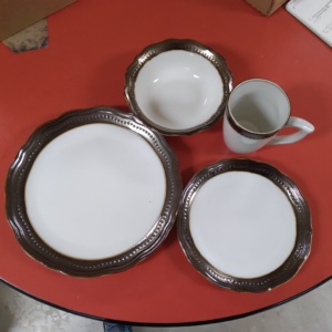 Brown rimmed dishes