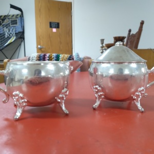 Silver sugar and creamer set