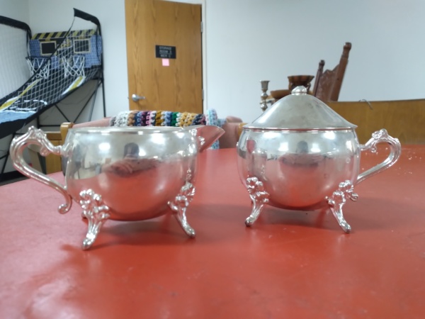 Silver sugar and creamer set