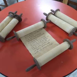 Scrolls with Hebrew writing