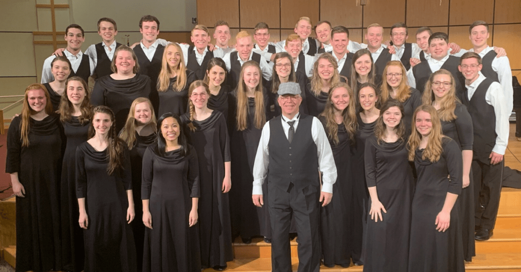 The Chambers Singers pose after their final concert of the year.