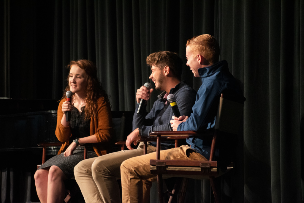 Abby Banks, Jamin Beachell, and Thomas Holloway lead Student Body Chapel