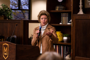 Susan Marshall, founder and president of Backbone Institute LLC, speaks at the Leadership Breakfast on November 11, 2021.